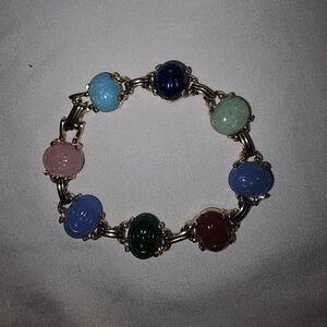 Vintage Scarab Multicolor Gemstone Bracelet